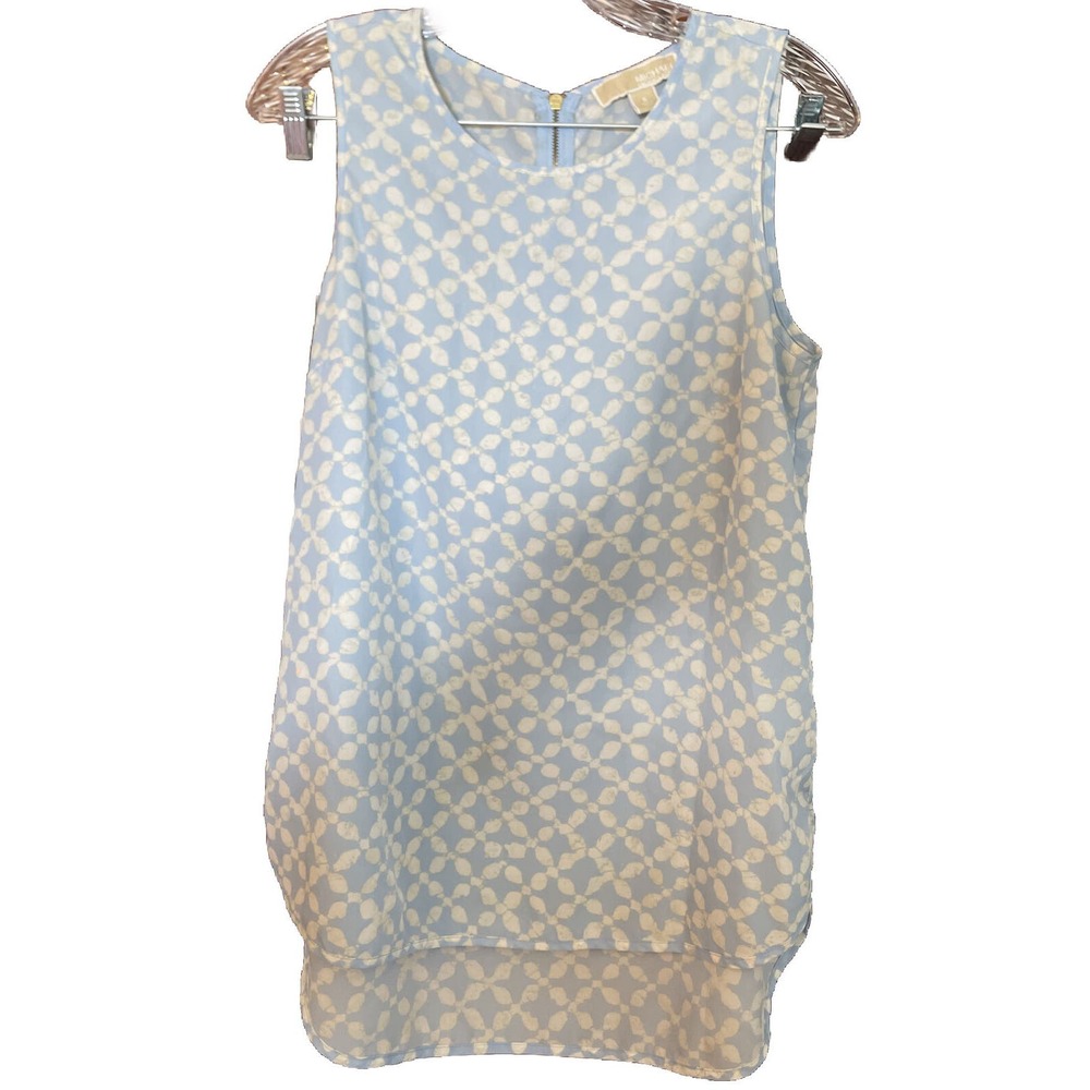 Michael Kors Blue White Zip Back Sleeves Women’s Tunic Top Size Small